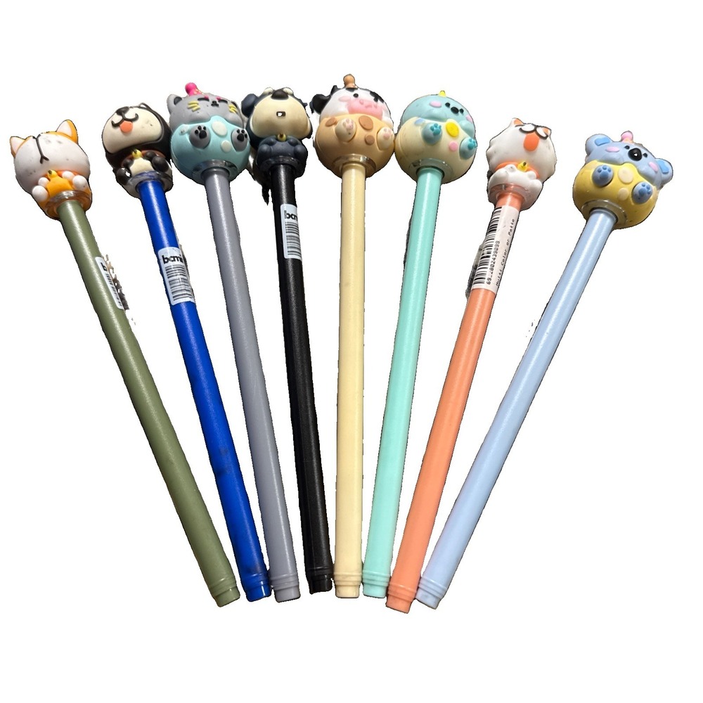 bcmini Animal Topped Gel Pens Set Of 8‎ Pens Black Ink